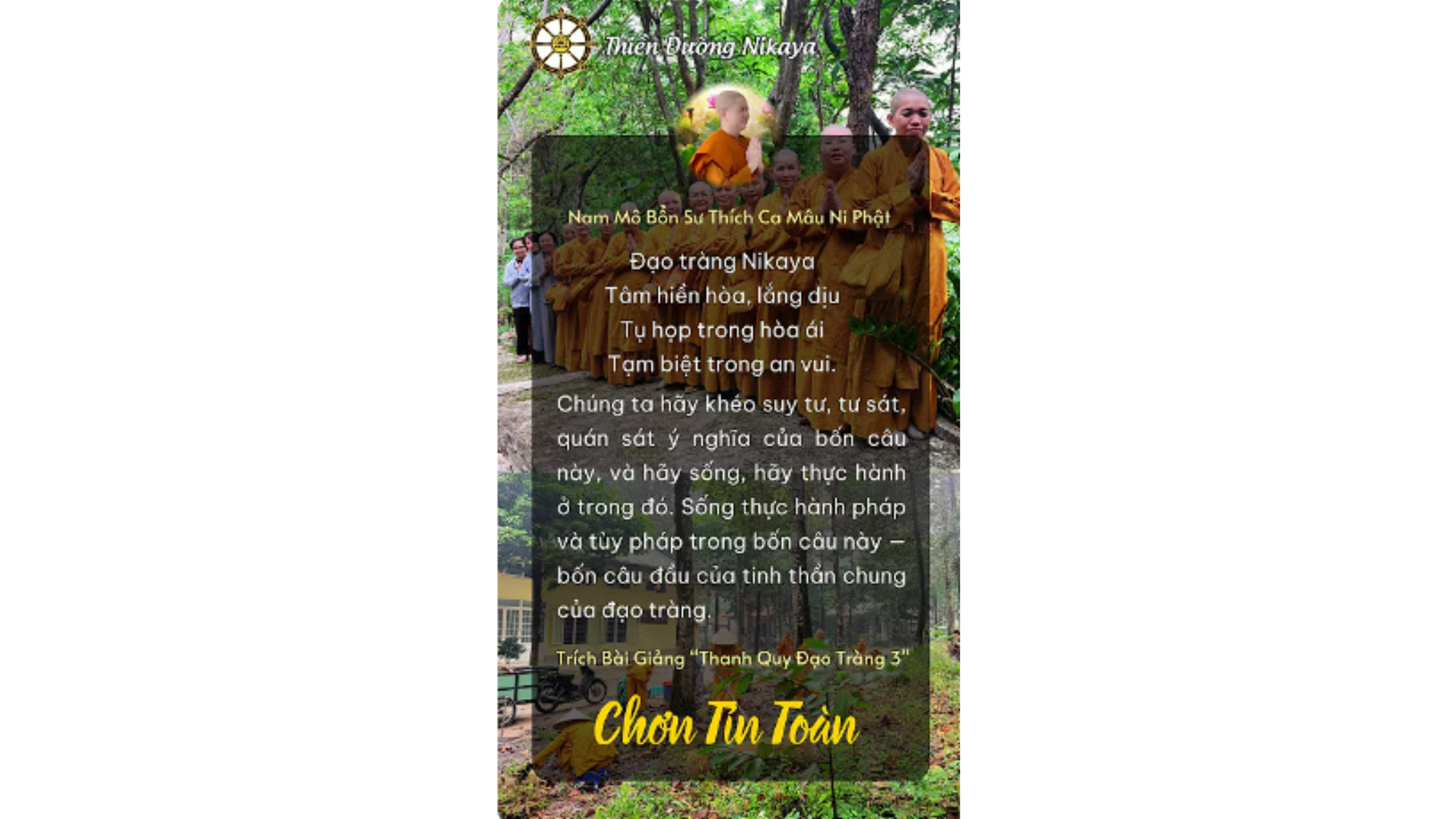 ĐẠO TRÀNG NIKAYA - TÂM HIỀN HÒA LẮNG DỊU _ CHƠN TÍN TOÀN