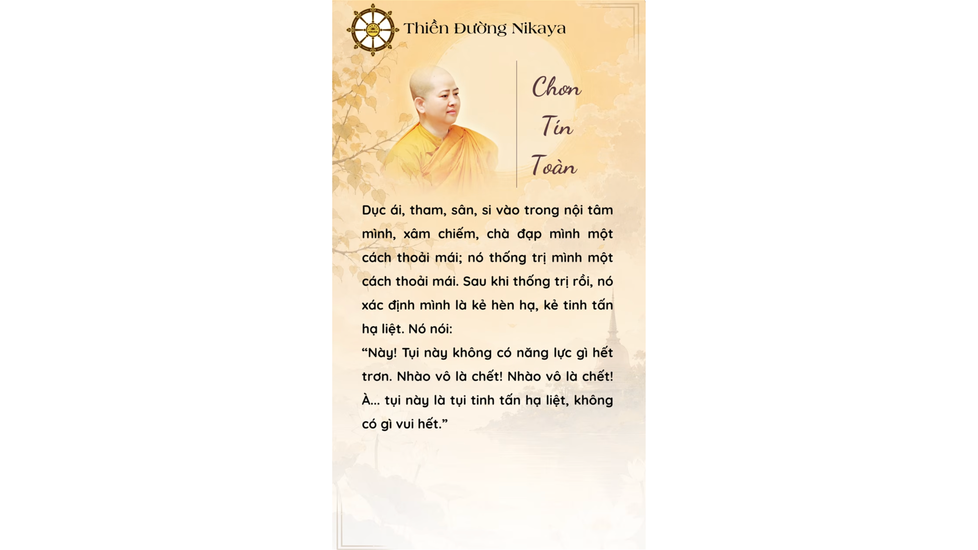ĐỂ THAM, SÂN, SI THỐNG TRỊ LÀ NHỤC NHÃ! _ CHƠN TÍN TOÀN