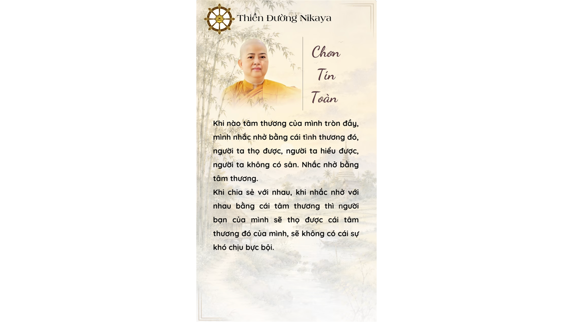 NHẮC NHỞ NHAU BẰNG TÂM THƯƠNG _ CHƠN TÍN TOÀN