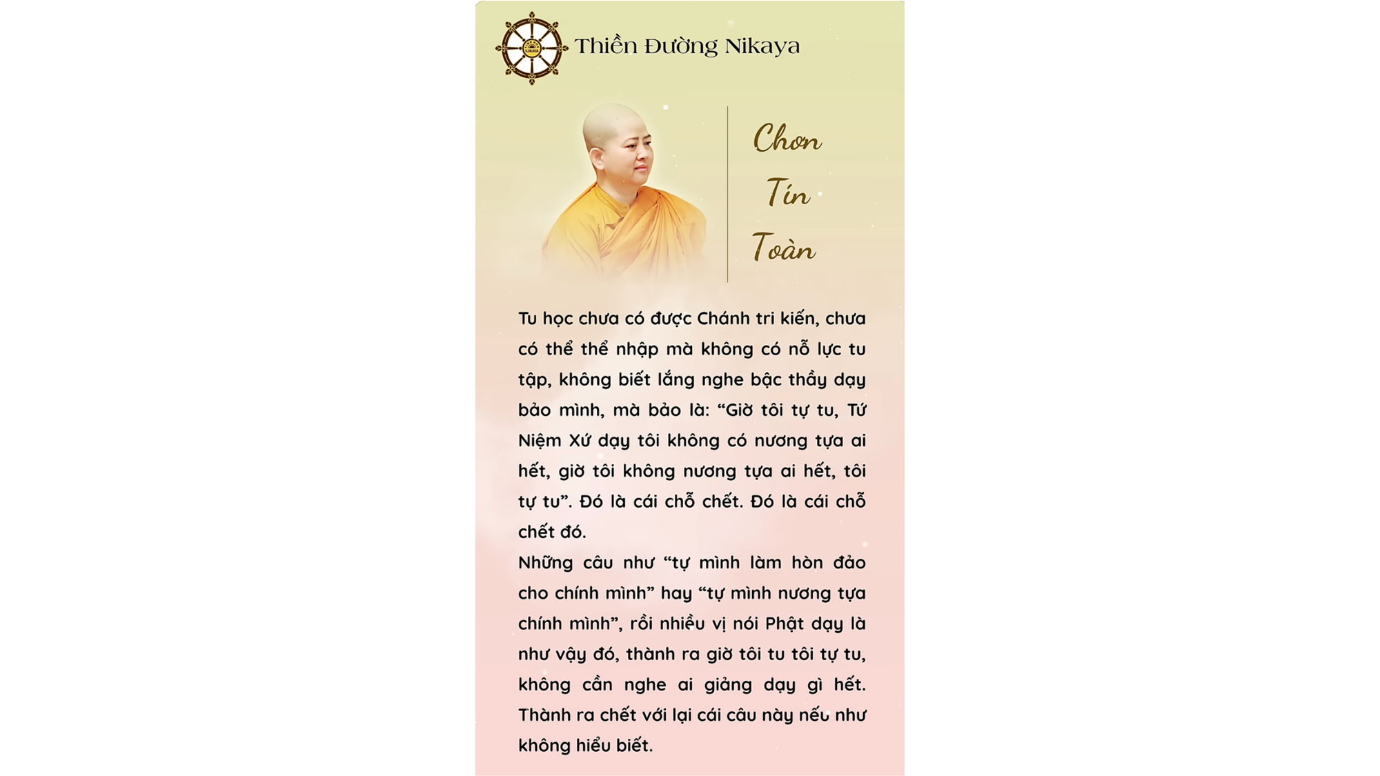 ĐỪNG VỘI TỰ TU THEO Ý MÌNH _ CHƠN TÍN TOÀN