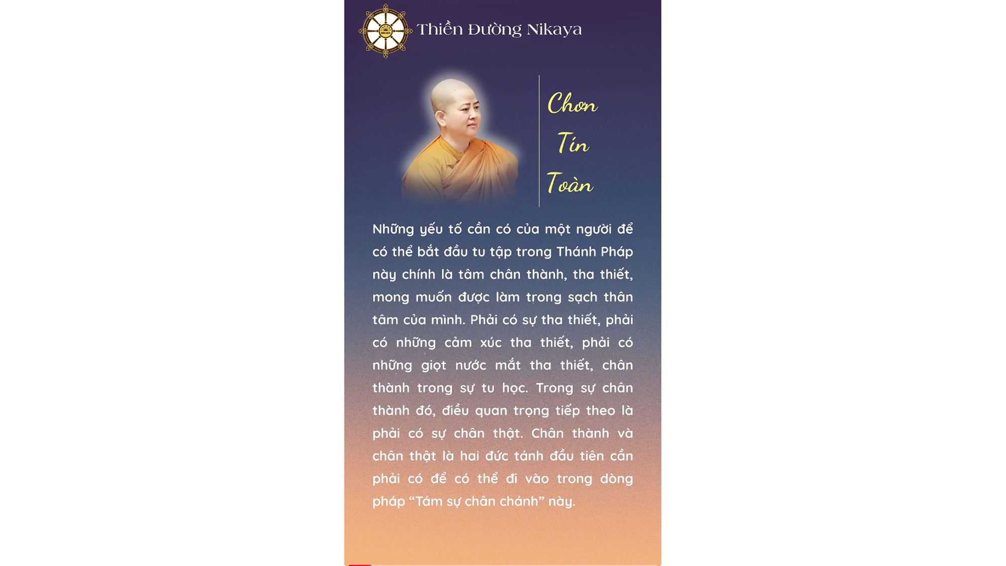HÃY TU TẬP BẰNG CẢ TẤM LÒNG CHÂN THÀNH! _ CHƠN TÍN TOÀN