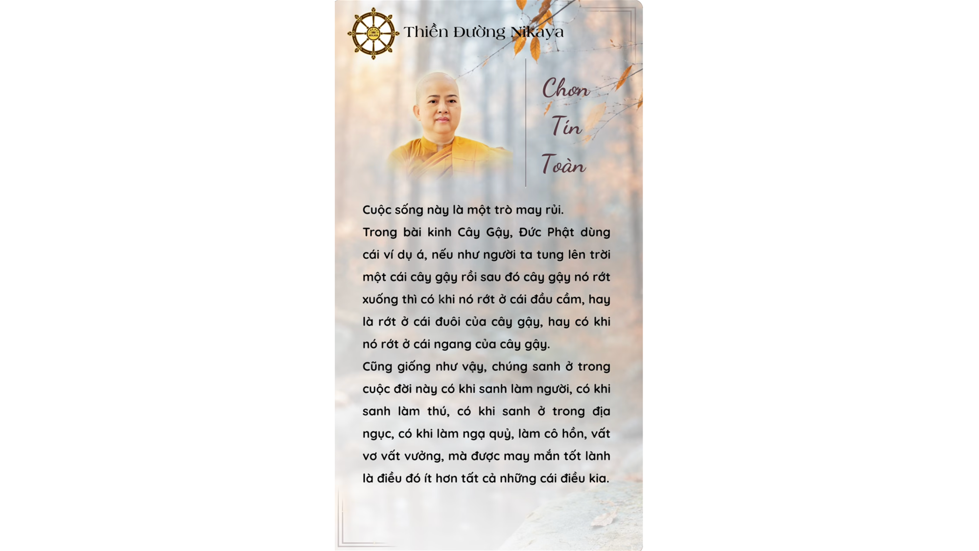 TẤT CẢ ĐỀU LÀ VÔ THƯỜNG! _ CHƠN TÍN TOÀN