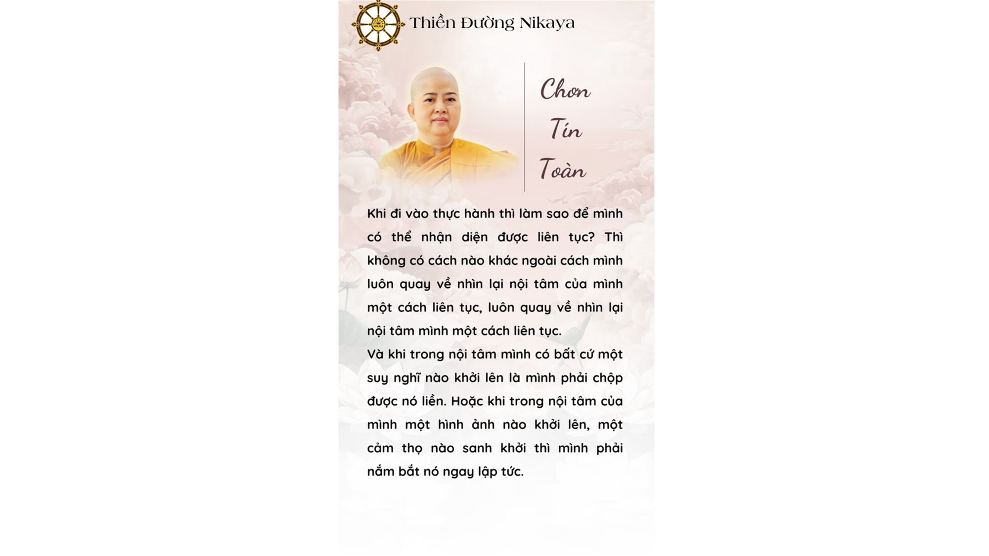 PHẢI LUÔN QUAY VỀ NHÌN LẠI NỘI TÂM CỦA MÌNH _ CHƠN TÍN TOÀN