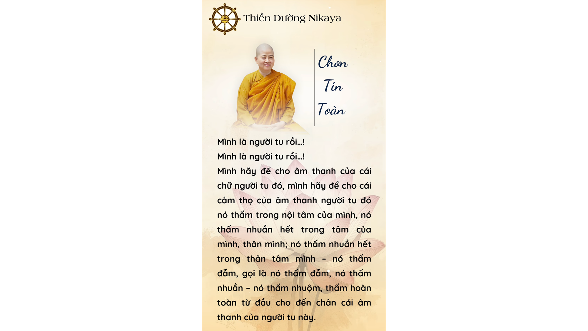 HÃY NHỚ MÌNH LÀ “NGƯỜI TU” RỒI ĐÓ! _ CHƠN TÍN TOÀN