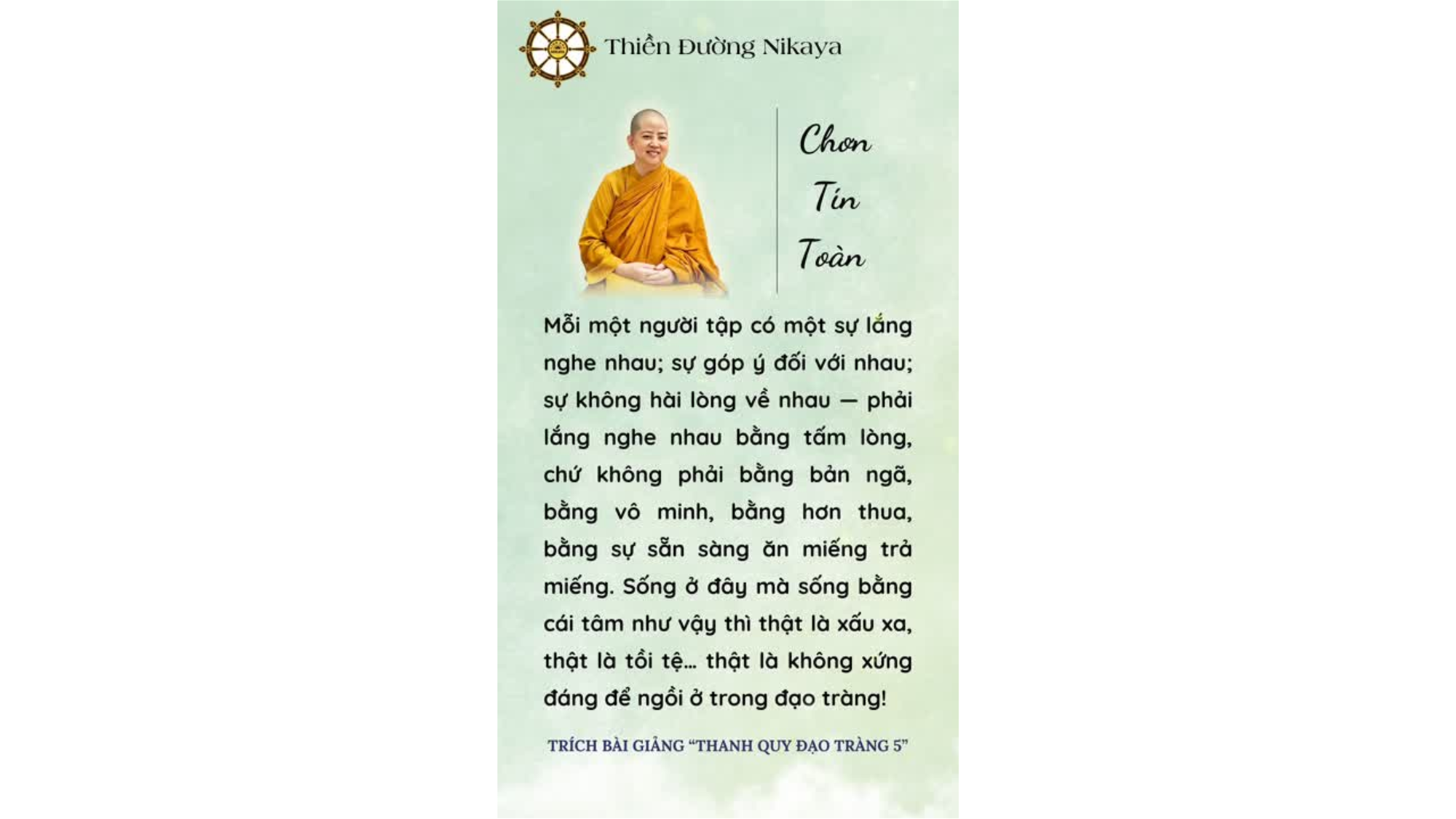 SỐNG CÙNG NHAU BẰNG TÂM TRONG SẠCH _ CHƠN TÍN TOÀN