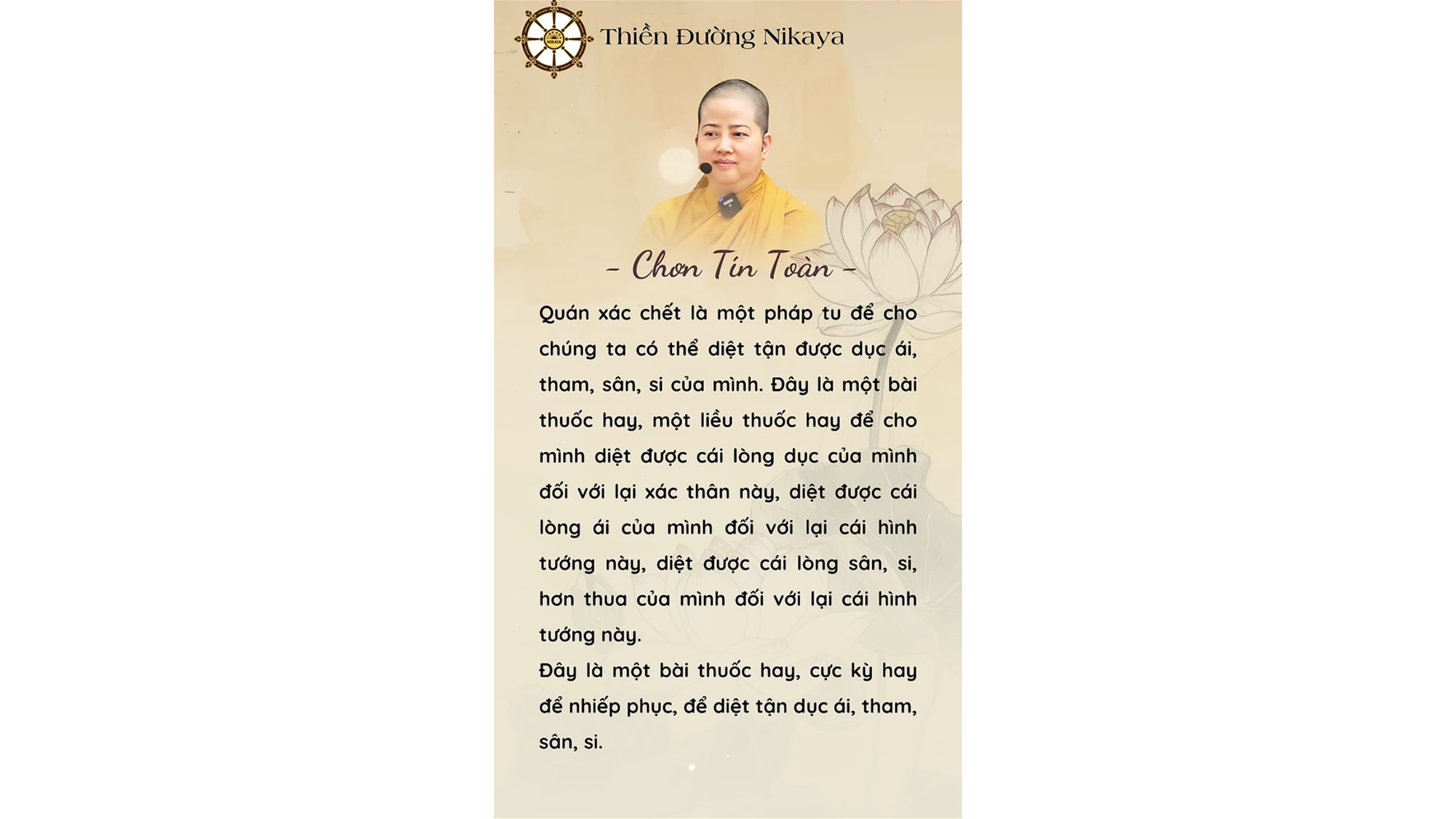 LIỀU THUỐC DIỆT TẬN THAM ÁI _ CHƠN TÍN TOÀN