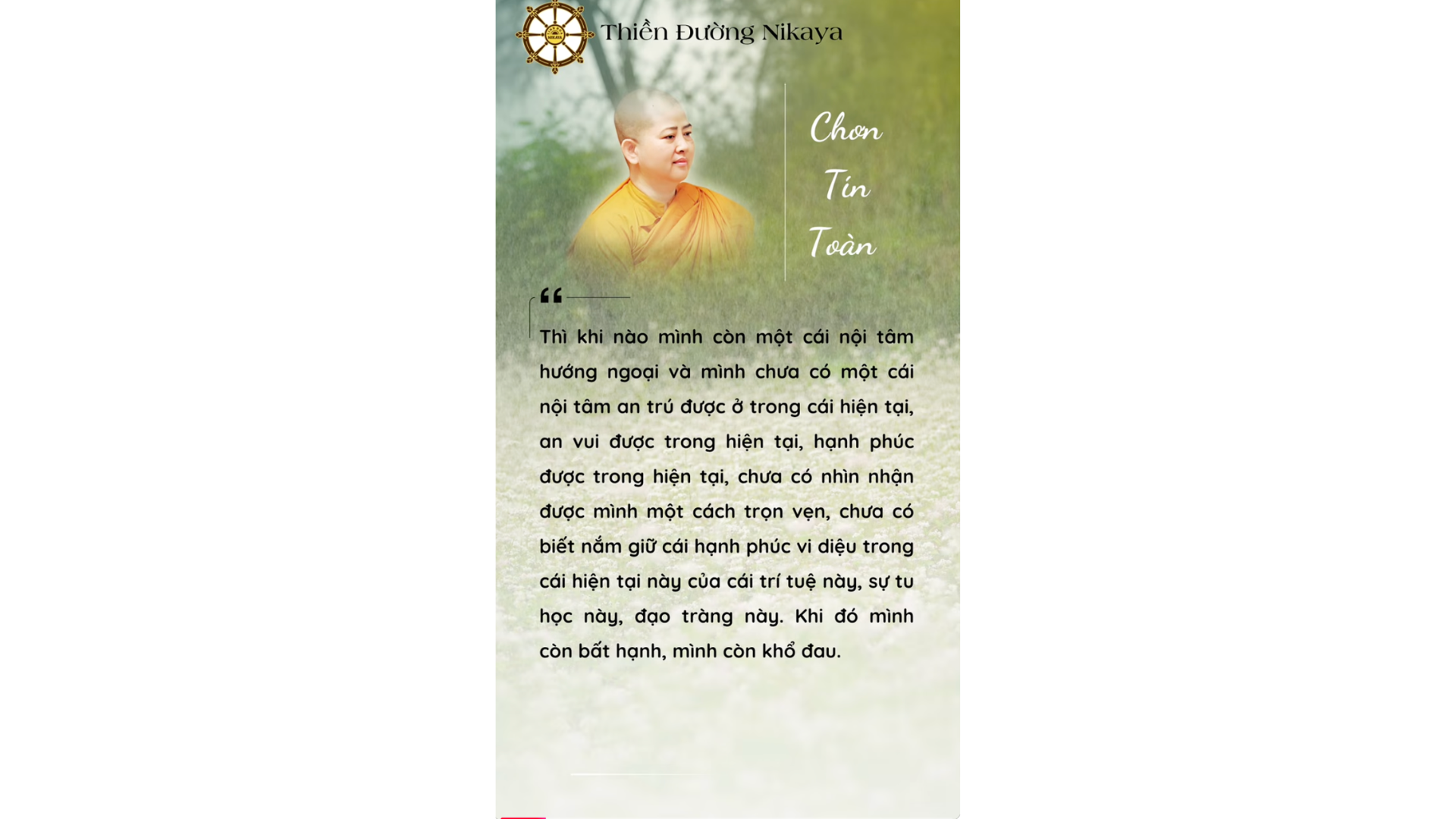 TÂM HƯỚNG NGOẠI LÀ TÂM BẤT HẠNH _ CHƠN TÍN TOÀN