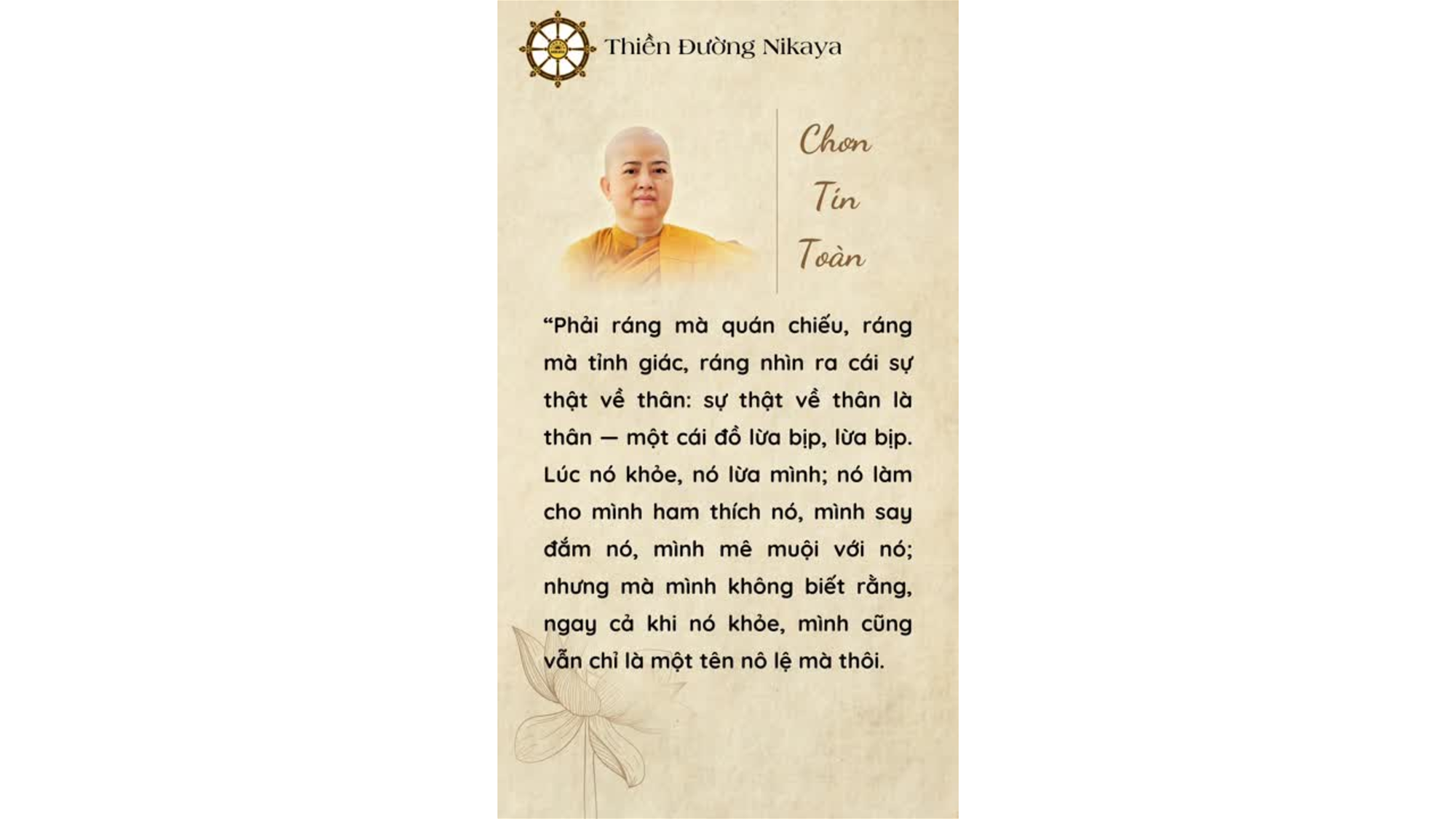 HÃY RÁNG THẤY SỰ THẬT VỀ THÂN NÀY! _ CHƠN TÍN TOÀN