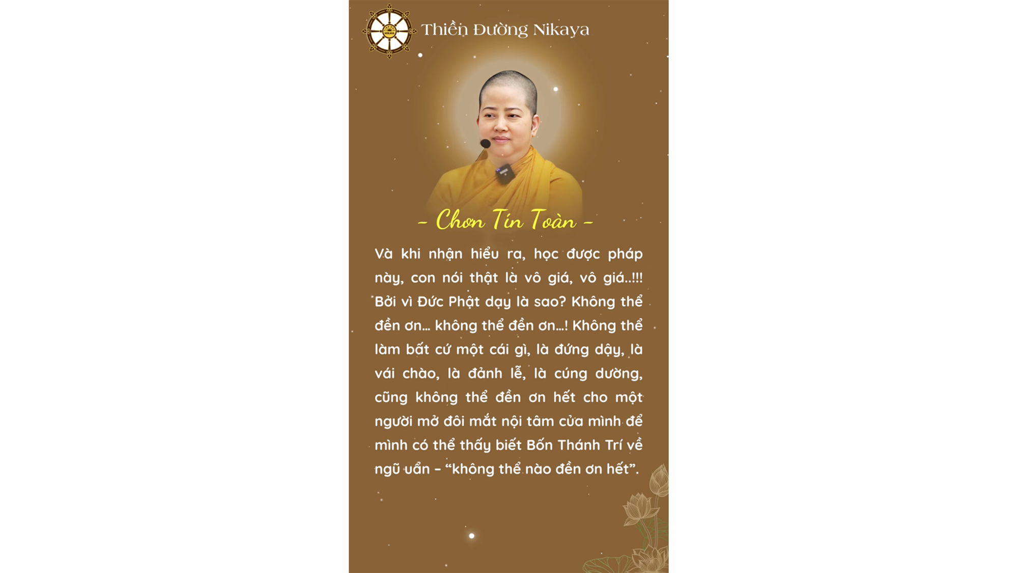 KHÔNG THỂ ĐỀN HẾT ƠN! _ CHƠN TÍN TOÀN