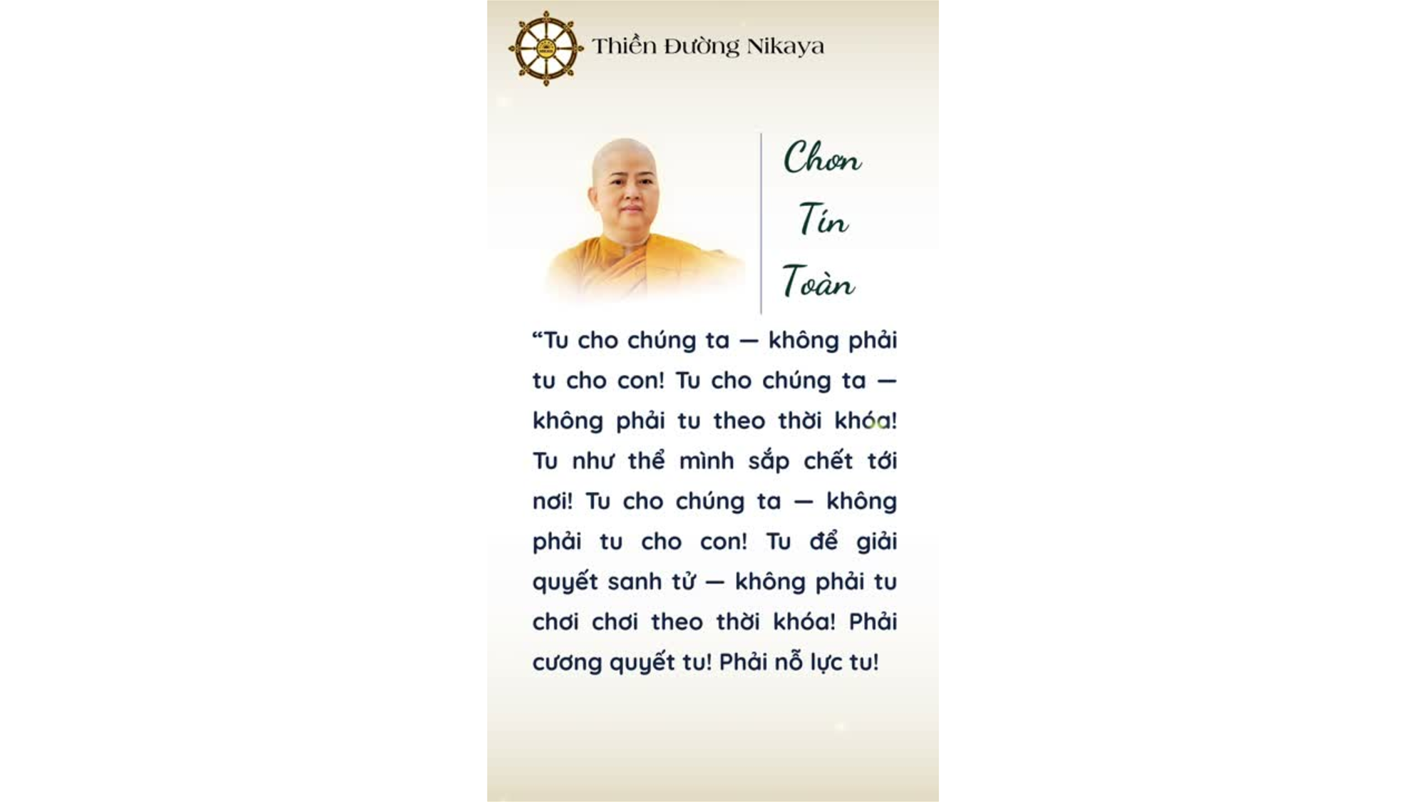 HÃY TU VÌ CHÍNH MÌNH! _ CHƠN TÍN TOÀN