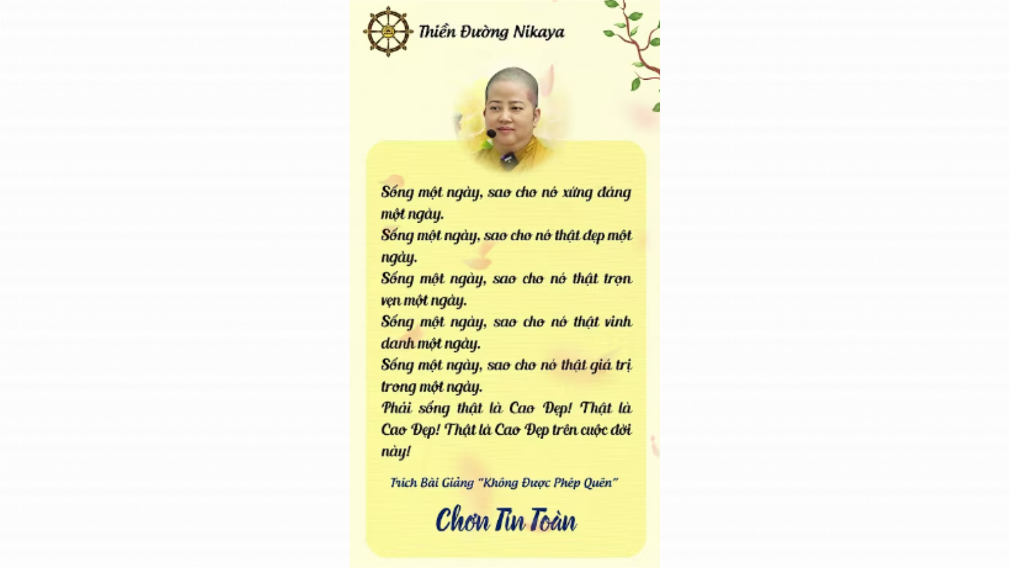 PHẢI SỐNG THẬT CAO ĐẸP! _ CHƠN TÍN TOÀN