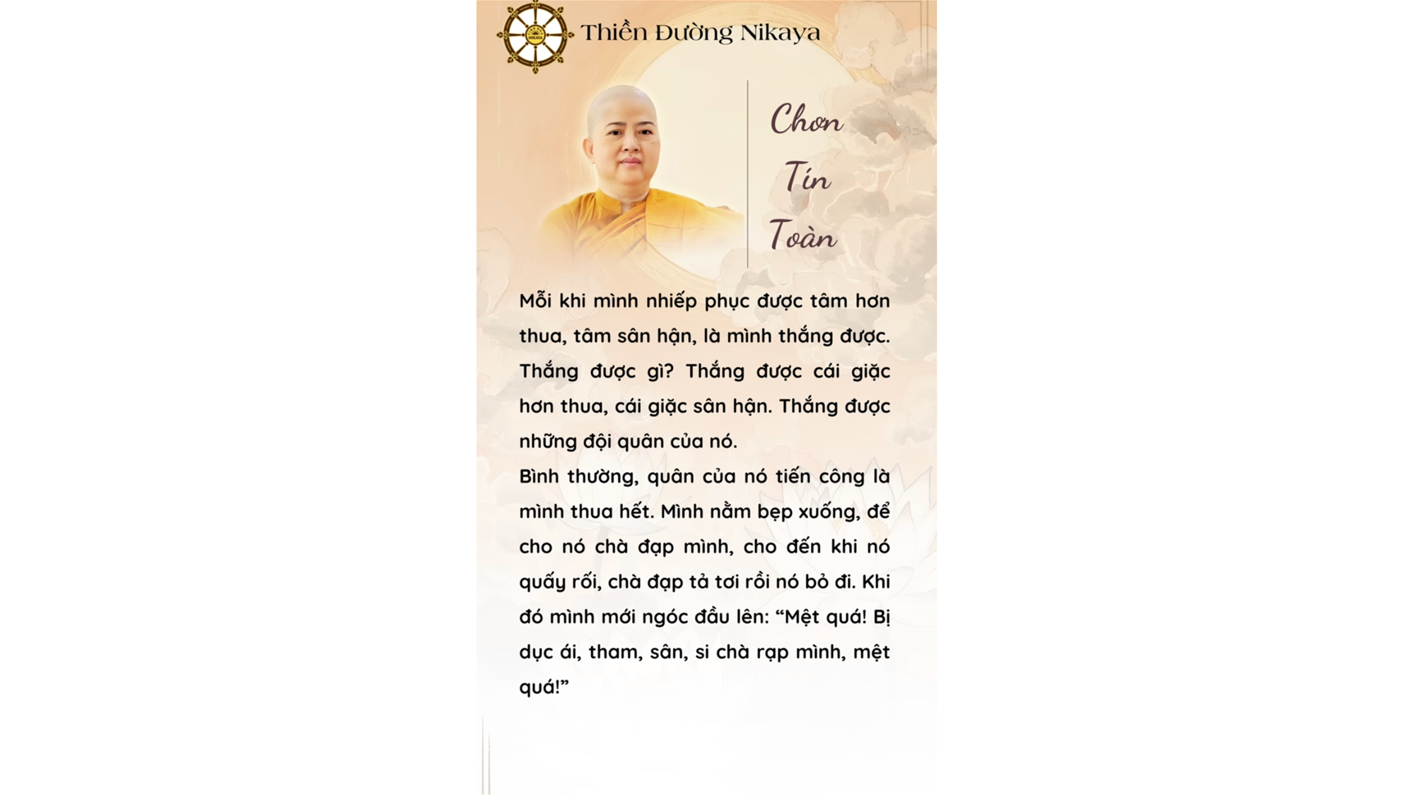 ĐỪNG ĐẦU HÀNG TRƯỚC THAM, SÂN, SI _ CHƠN TÍN TOÀN