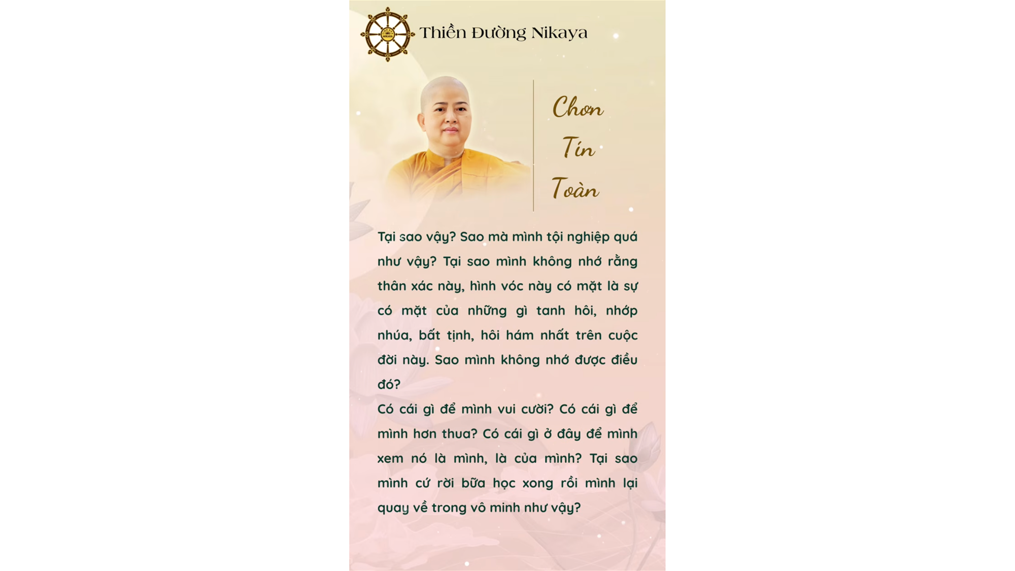 TẠI SAO VẬY? TẠI SAO MÌNH CHƯA TỈNH ĐƯỢC VẬY? _ CHƠN TÍN TOÀN