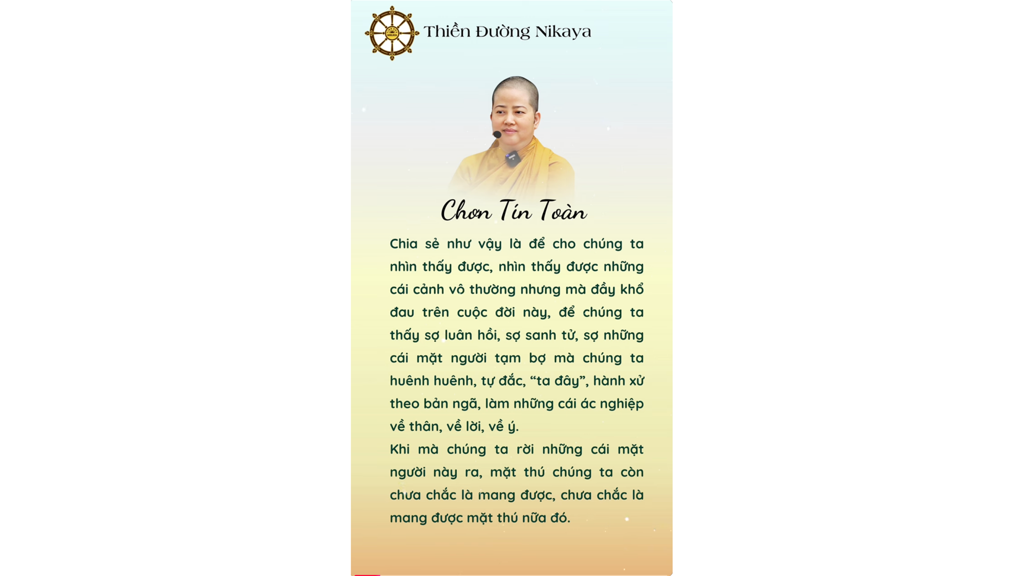 TA LÀ “CHỦ NHÂN” CỦA NGHIỆP, LÀ “THỪA TỰ” CỦA NGHIỆP _ CHƠN TÍN TOÀN