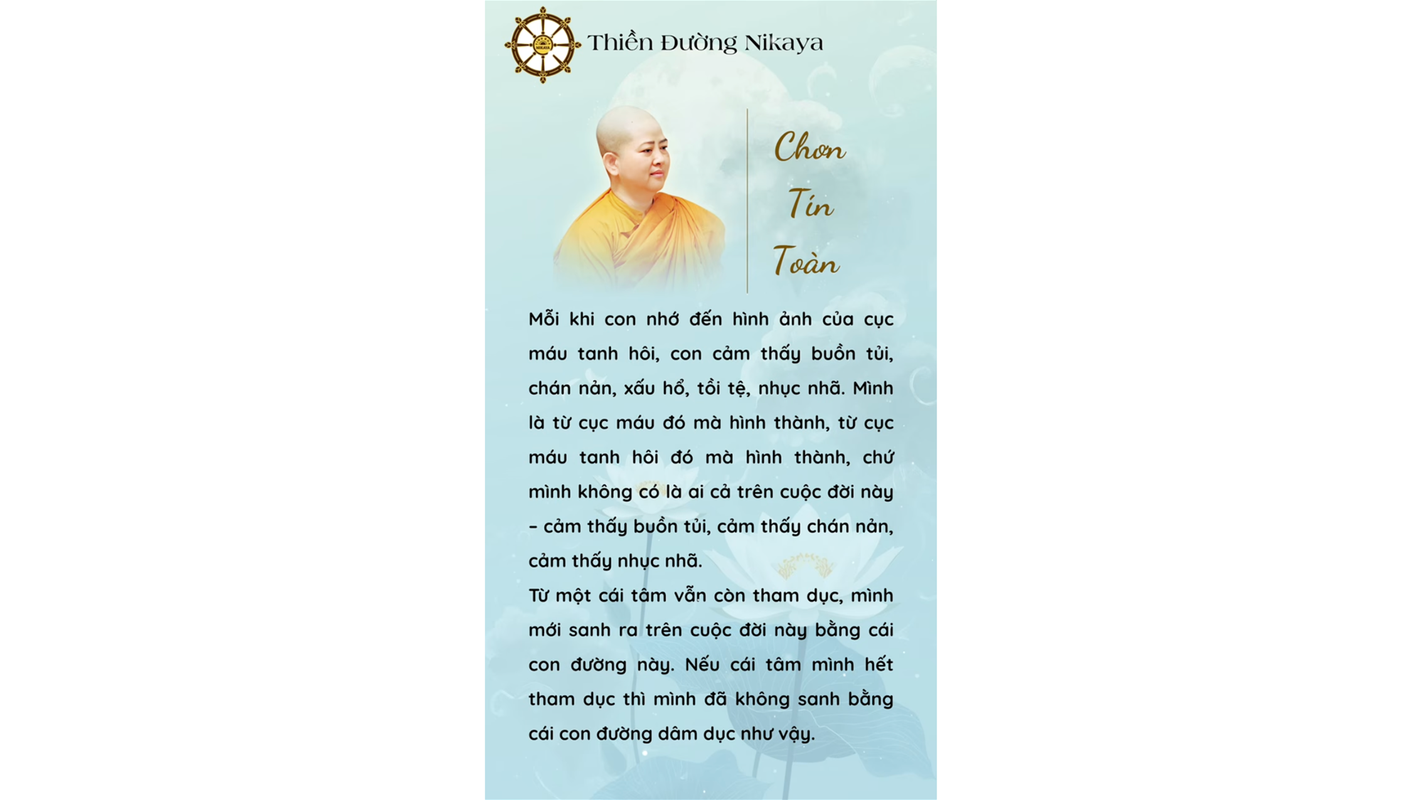 CHÚNG TA ĐANG TỪNG BƯỚC RỜI XA DỤC _ CHƠN TÍN TOÀN