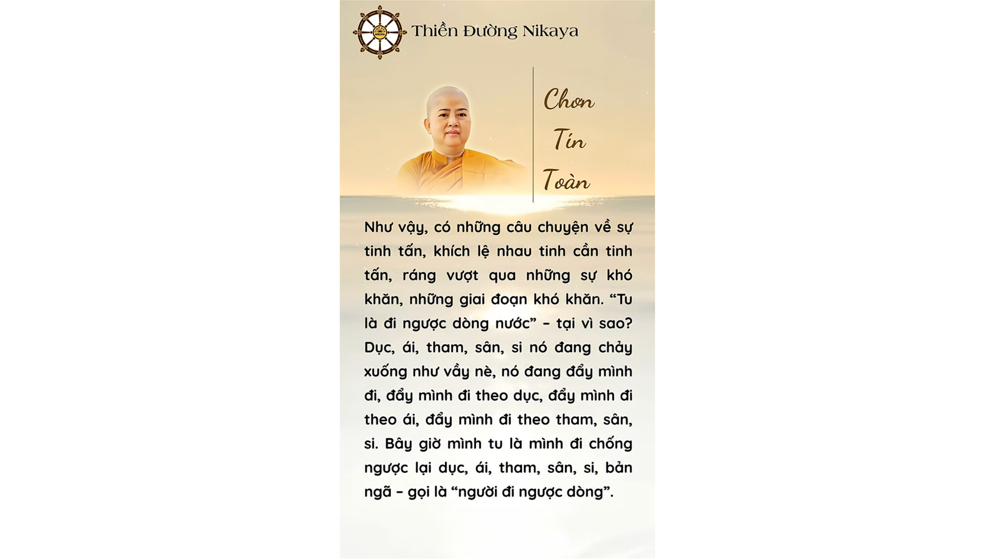 TU LÀ ĐI NGƯỢC DÒNG CUỘC ĐỜI _ CHƠN TÍN TOÀN