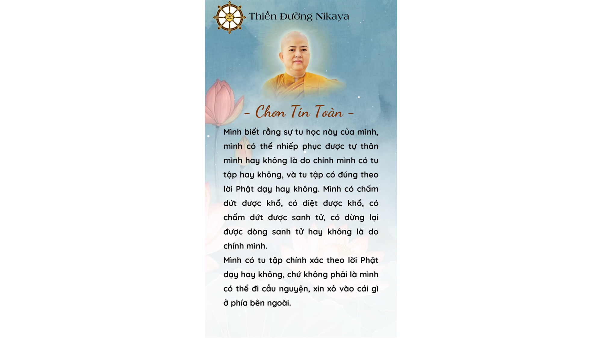 TỰ MÌNH MỚI CÓ THỂ CỨU LẤY CHÍNH MÌNH! _ CHƠN TÍN TOÀN